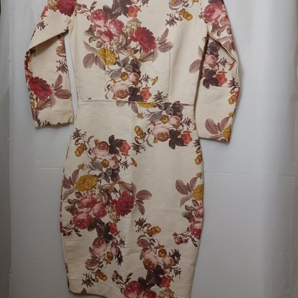 ZARA LONG SLEEVE COTTON BLEND FLORAL DRESS - Picture 11 of 15